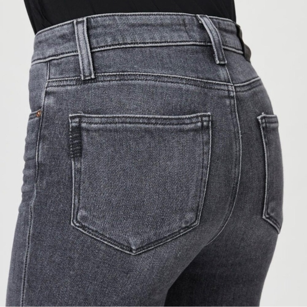PAIGE Cindy High Rise Straight Leg Raw Hem Jeans Ash Black Gray 28 - Picture 3 of 12